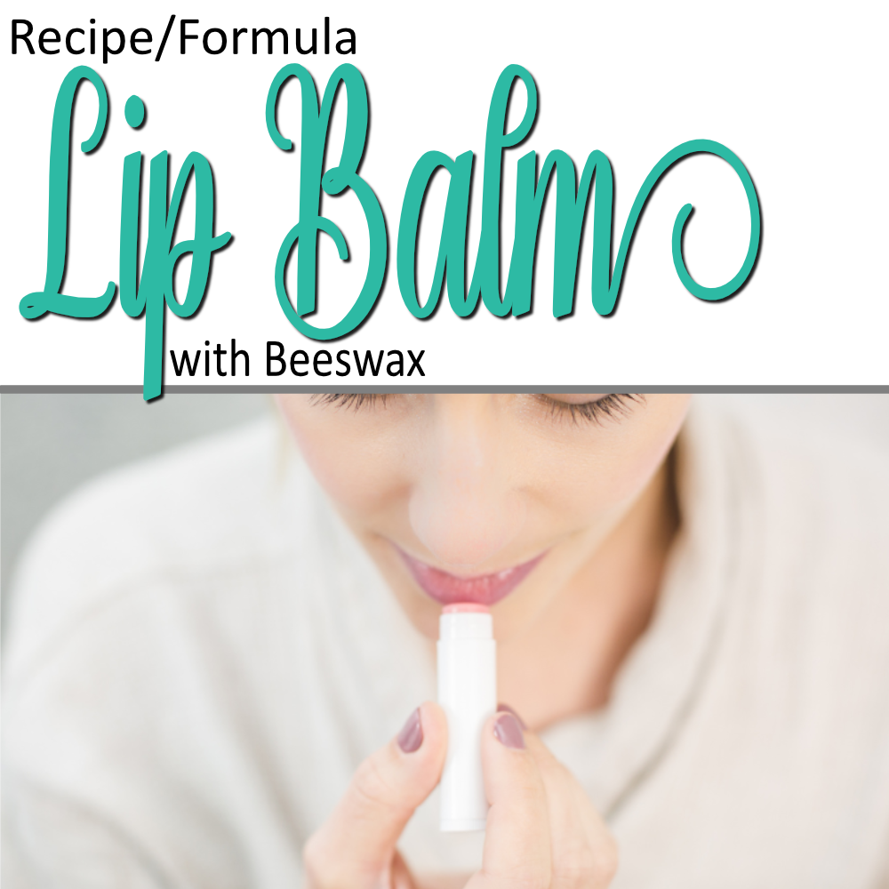 A product cover photo with the text LIP BALM in teal cursive writing in the top half of the image against a white background. The bottom half has a close-up image of a lady dressed in white top applying a pink lip balm in white tube to the lips.